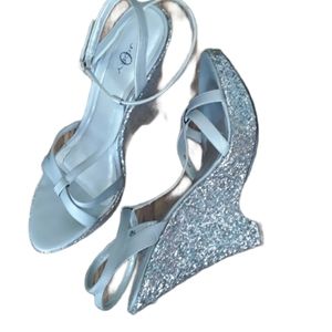 Joey Platform Juliet Glitter Sparkle Wedges EUC sz 9.5